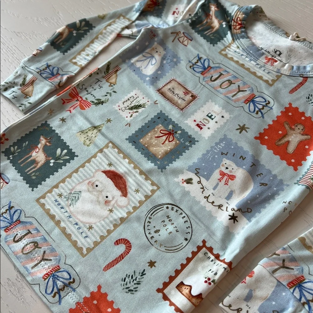 Sol Toddler Christmas Stamps Bamboo Pajama Set 12-18 18-24 months 3T 4T 5T